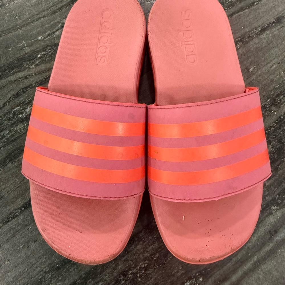 Kids Adidas Pink and Orange Slides